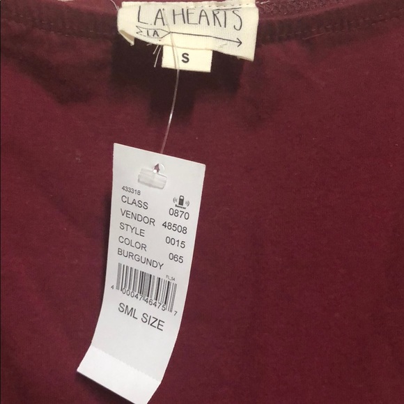 LA HEARTS • burgundy off the shoulder mini dress - Picture 4 of 5